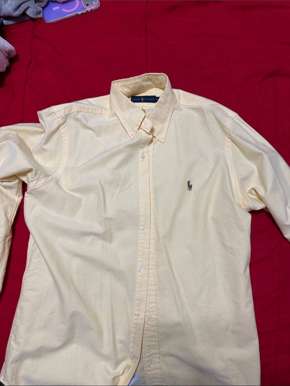 Ralph Lauren Men’s Pale Yellow Button-Down Oxford Shirt